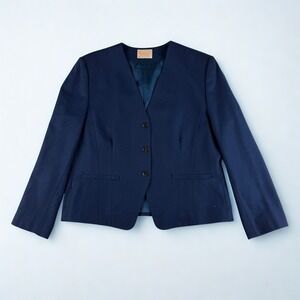 Pendleton Blazer Womens 16 Navy Blue 100% Virgin Wool Made in USA Vintage Jacket